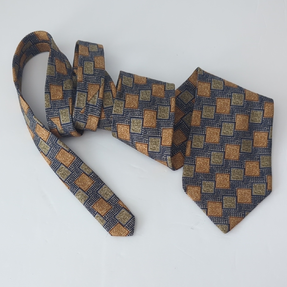 Christian Dior Cravate Geometric Pattern Silk Luxury Neck Tie Vintage
